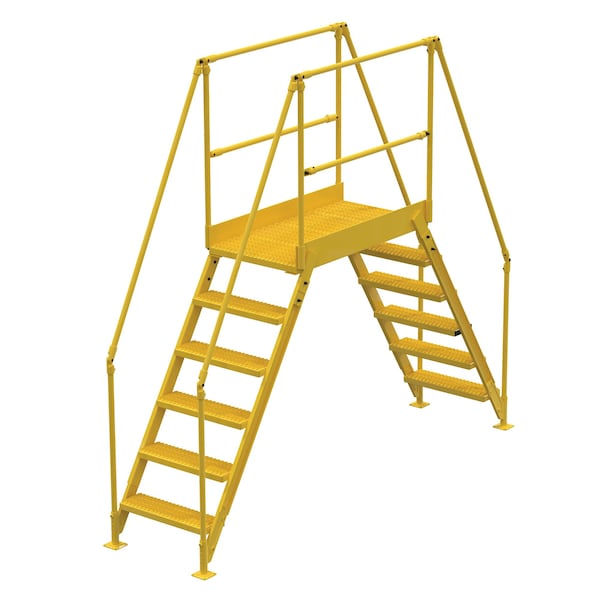 Vestil 6 Step Cross-Over Ladder 58"H x 38"W Yellow Powder Coat Steel COL-6-56-33 - main